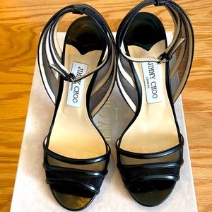 Jimmy Choo Happa Leather Mesh, Betty 100 strappy heel